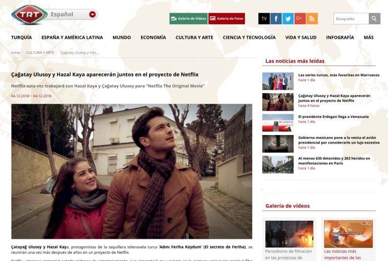 Хазал Кая и Чагатай Улусой в первом турецком фильме